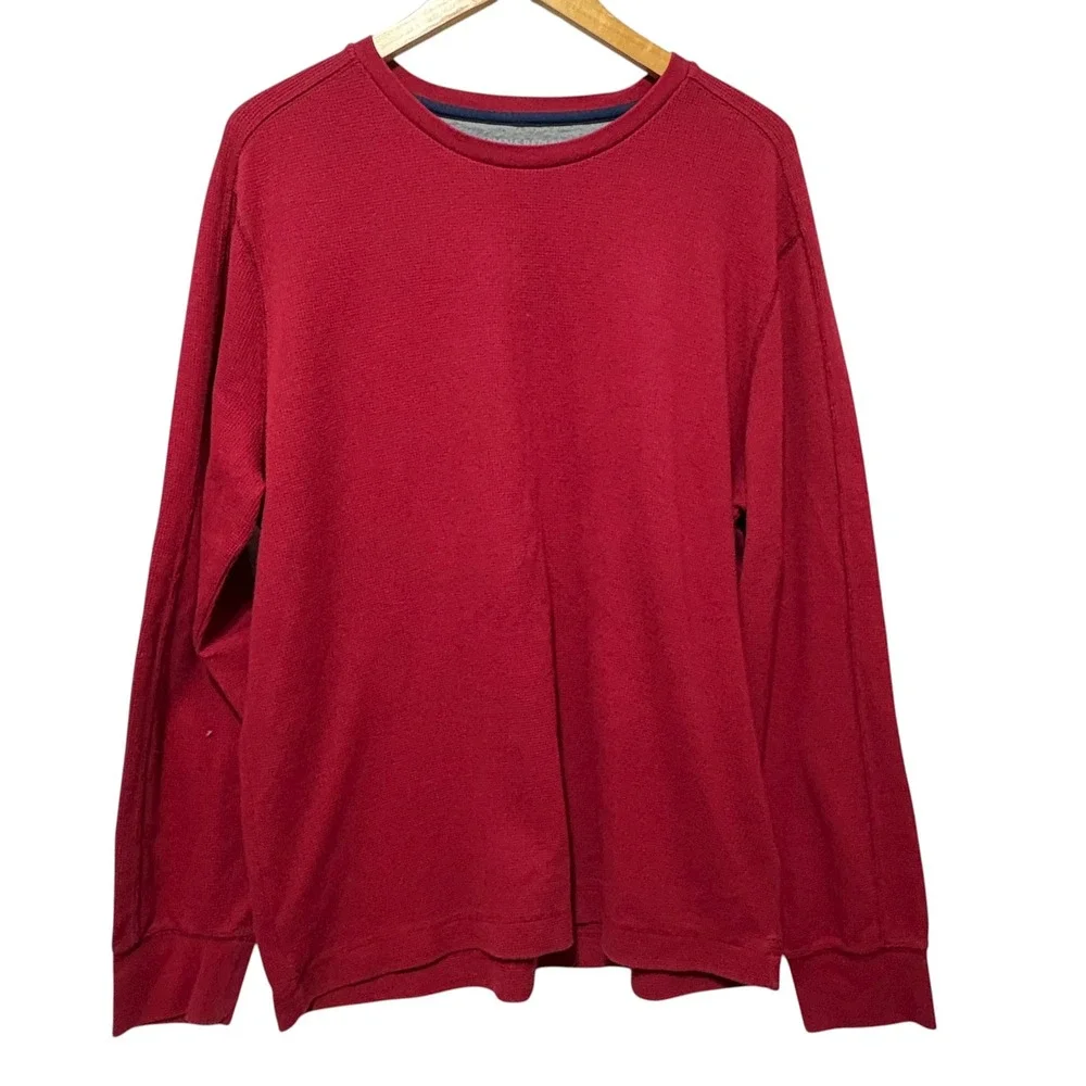 Banana Republic Mens Waffle Knit Shirt XL Red Long Sleeve Heritage Workwear‎